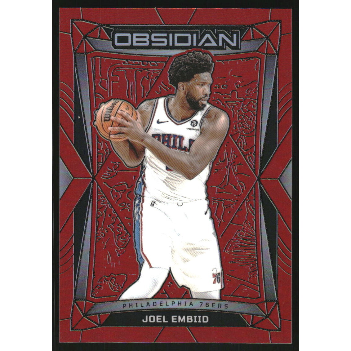 2023-24 Panini Obsidian Electric Etch Red Flood #29 Joel Embiid