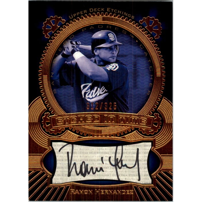 2004 Upper Deck Etchings Etched in Time Autograph Black #HE Ramon Hernandez/325. rookie card picture