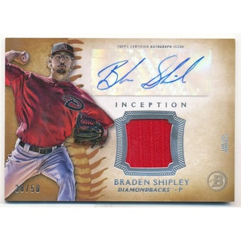 2015 Bowman Inception Relic Autographs Gold #IARBS Braden Shipley