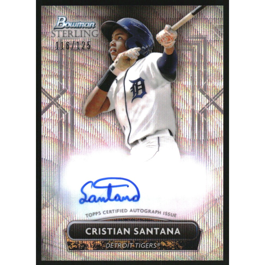 2022 Bowman Sterling Prospect Autographs Wave Refractors #PACS Cristian Santana