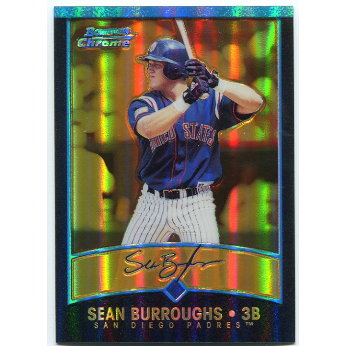 2001 Bowman Chrome Gold Refractors #208 Sean Burroughs. rookie card picture