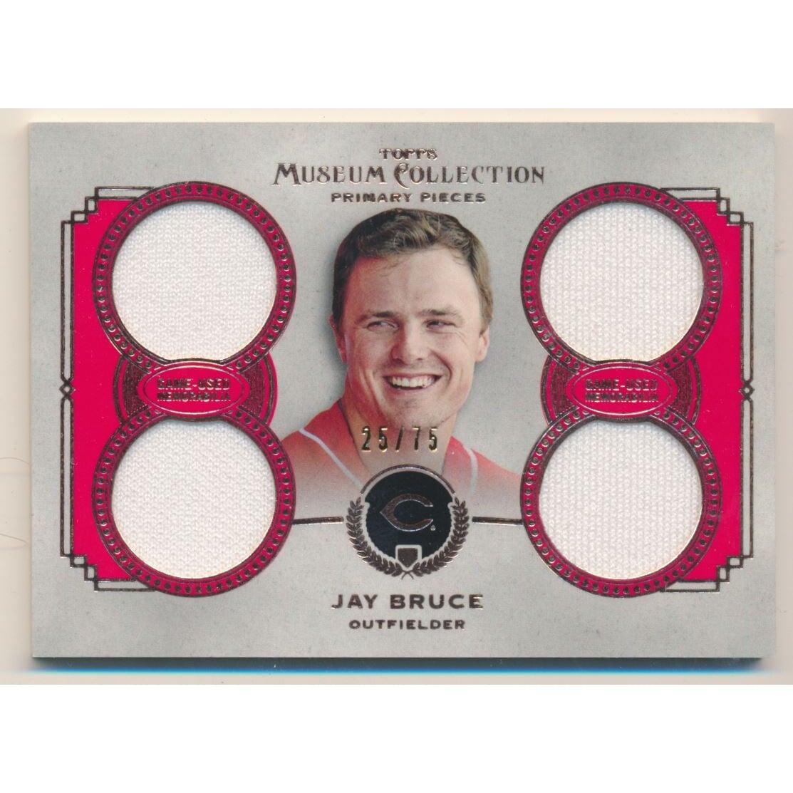 2013 Topps Museum Collection Primary Pieces Quad Relics Copper #JBR Jay Bruce. rookie card picture