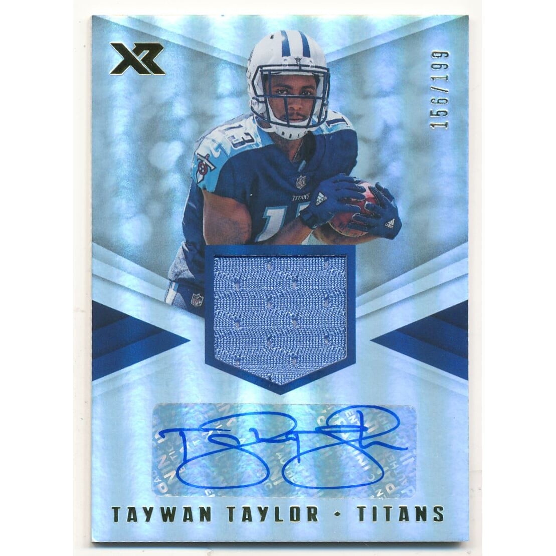 2017 Panini XR Rookie Swatch Autographs #38 Taywan Taylor/199. rookie card picture