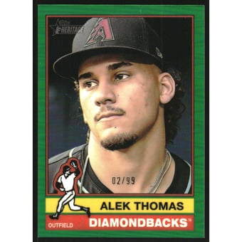 2025 Topps Heritage Chrome Green Refractors #588 Alek Thomas