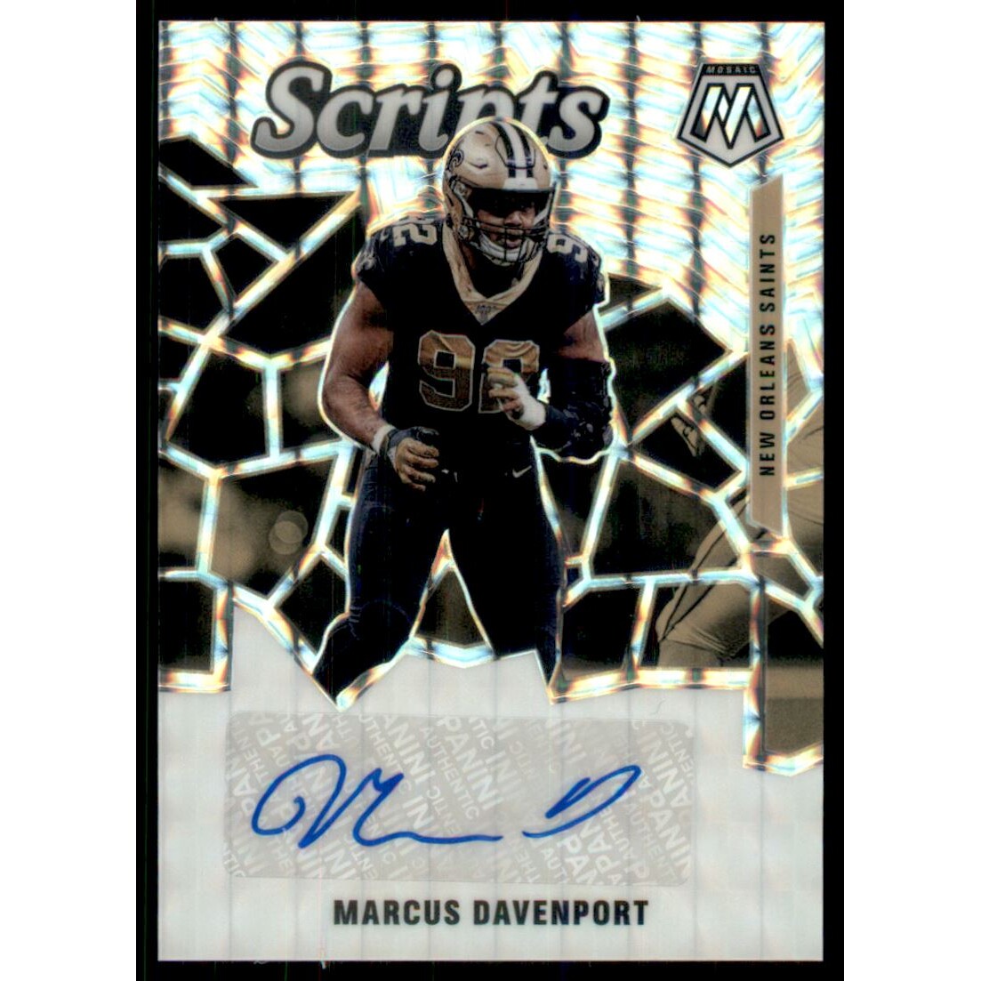2020 Panini Mosaic Scripts #23 Marcus Davenport. rookie card picture