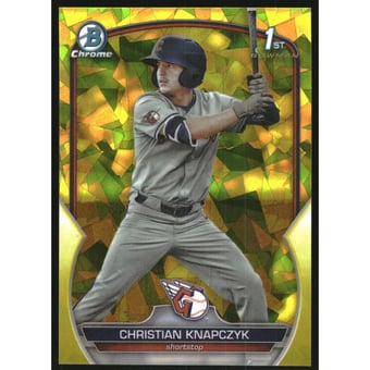 2023 Bowman Chrome Draft Sapphire Yellow Refractors #BDC180 Christian Knapczyk