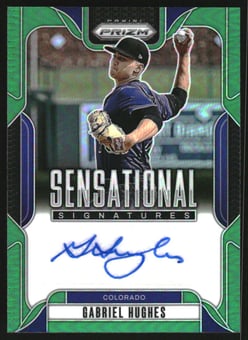 2025 Panini Prizm Sensational Signatures Prizms Green #74 Gabriel Hughes