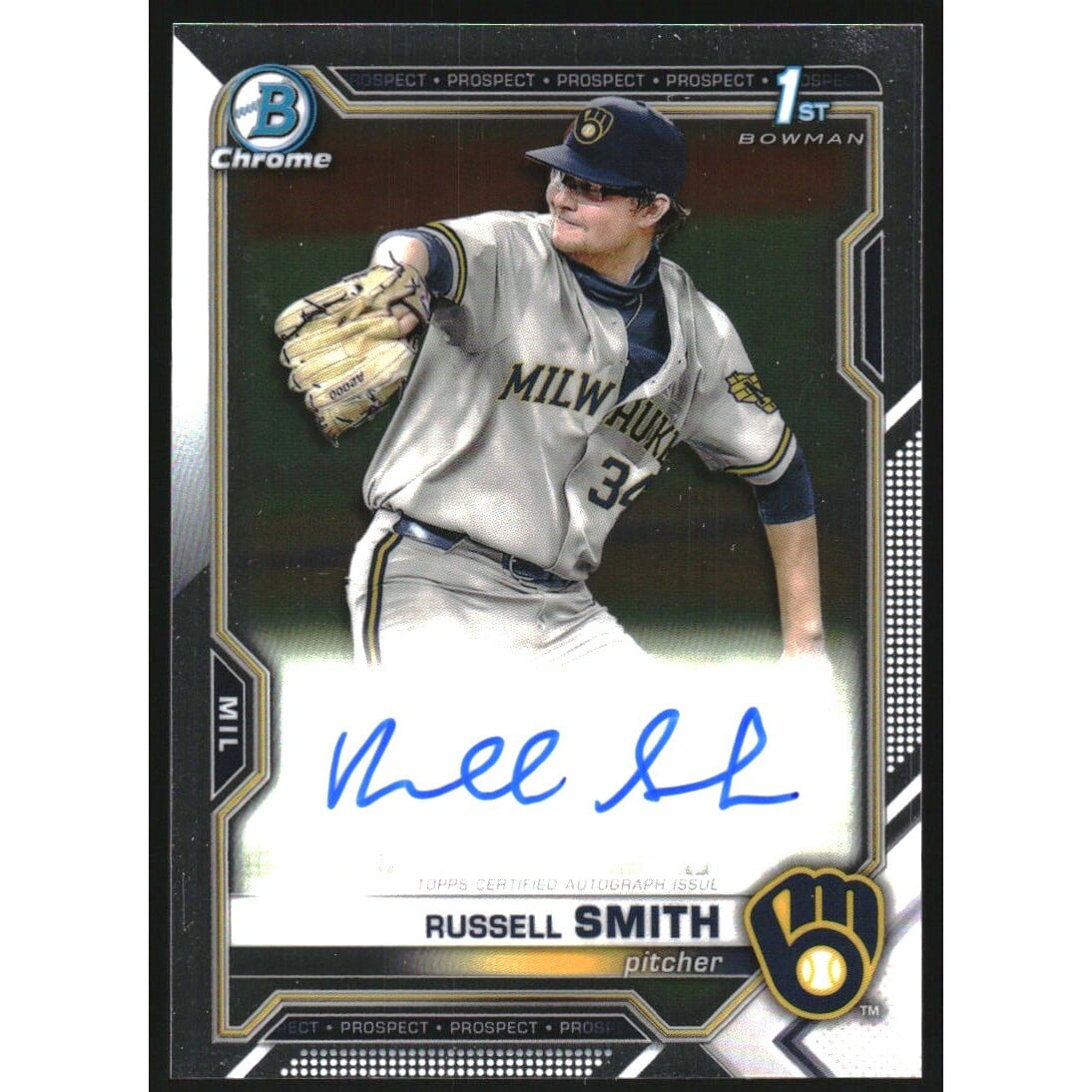 2021 Bowman Chrome Draft Autographs #CDARS Russell Smith. rookie card picture