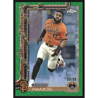 2025 Topps Holiday Chrome Green Refractors #HC129 Heliot Ramos