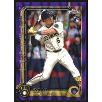 2025 Topps Chrome Purple RayWave Refractors #92 Isaac Collins