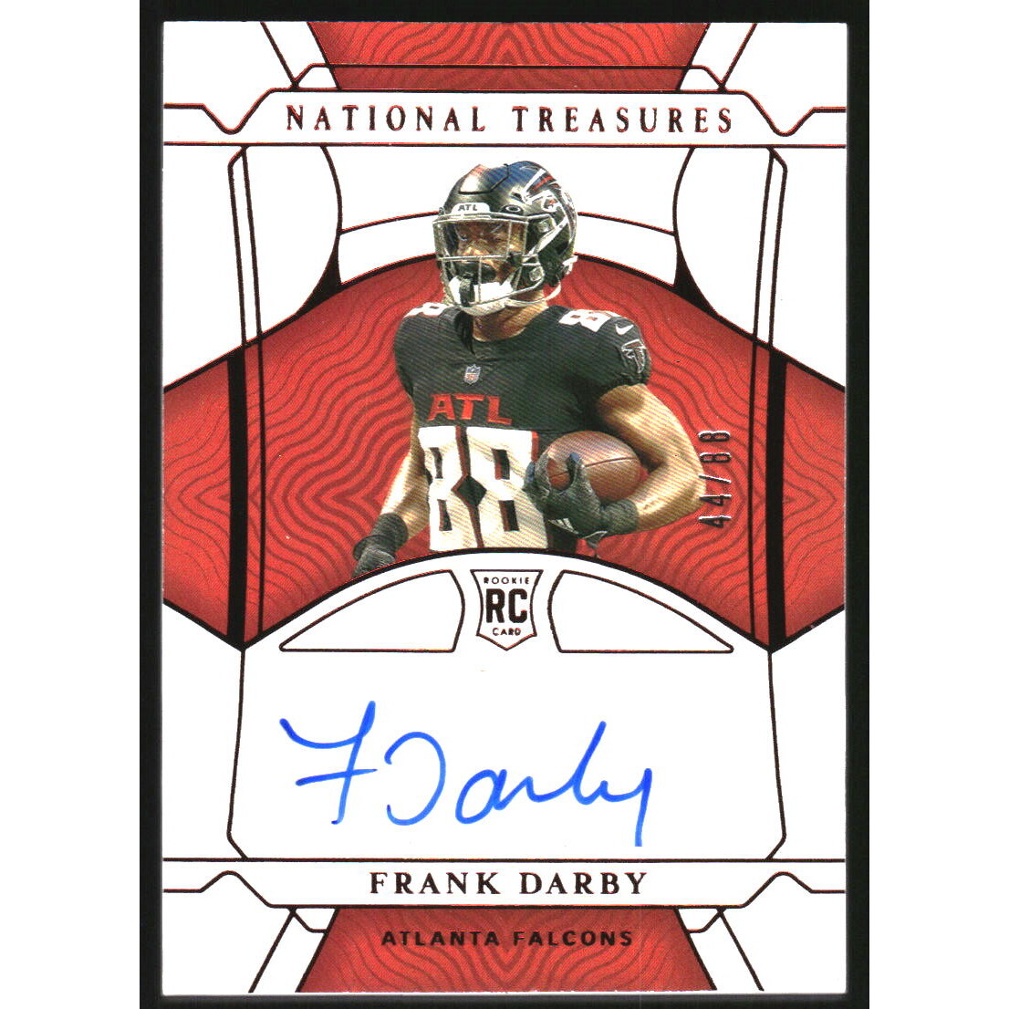 2021 Panini National Treasures Jersey Number Red #142 Frank Darby AU/88. rookie card picture