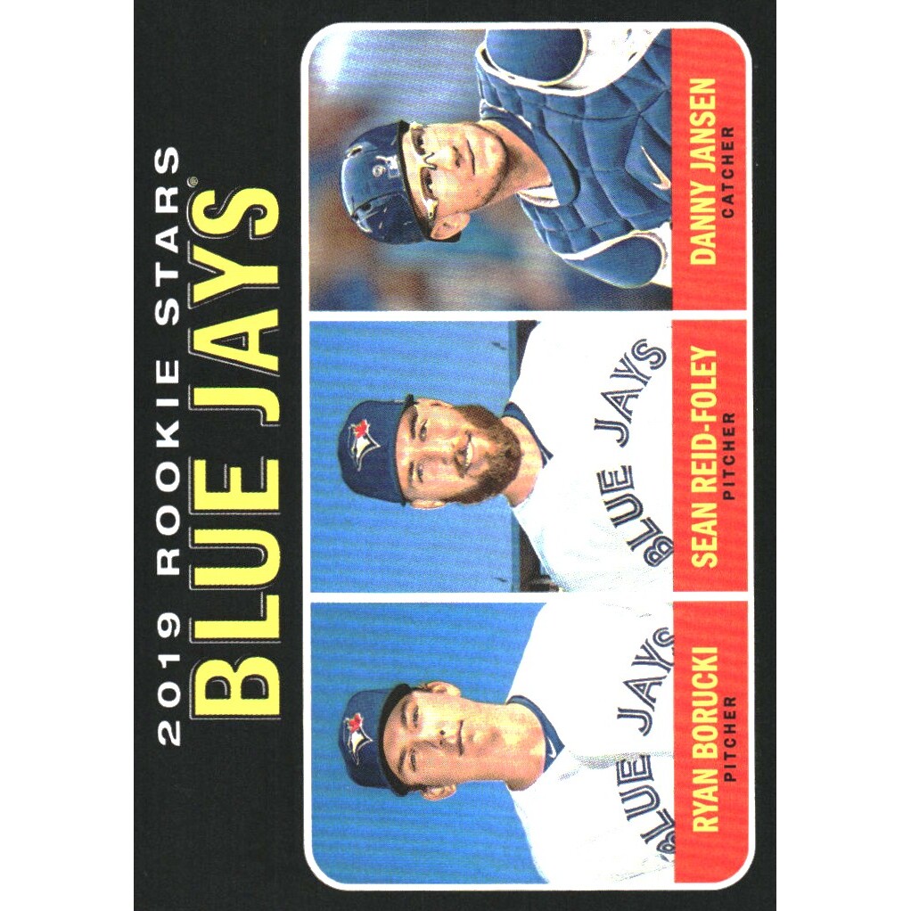 2019 Topps Heritage Black Border #376 Ryan Borucki/Danny Jansen/Sean Reid-Foley. rookie card picture