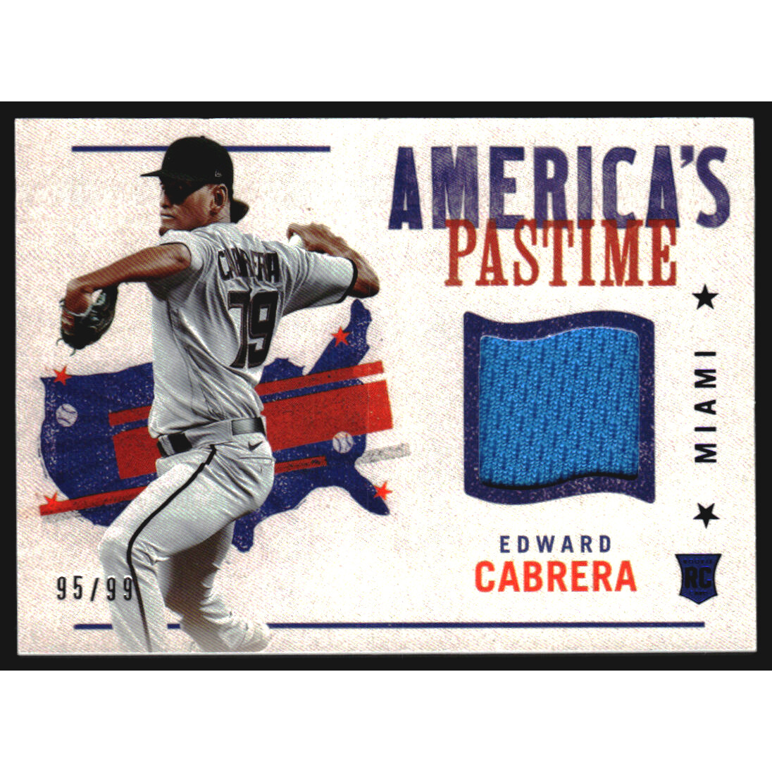 2022 Panini Chronicles America's Pastime Swatches Blue #9 Edward Cabrera. rookie card picture