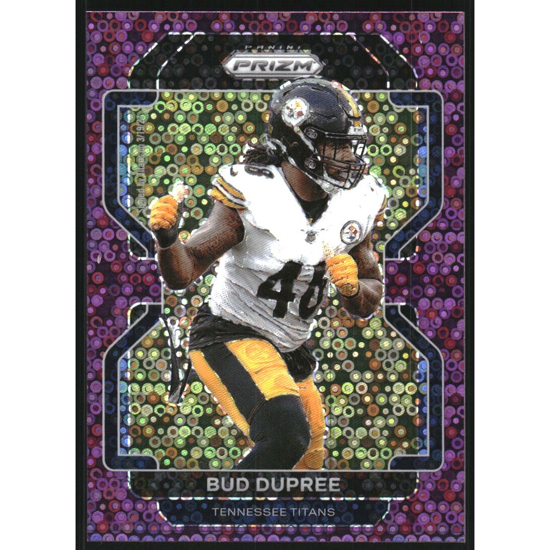 2021 Panini Prizm Prizms No Huddle Purple #7 Bud Dupree. rookie card picture