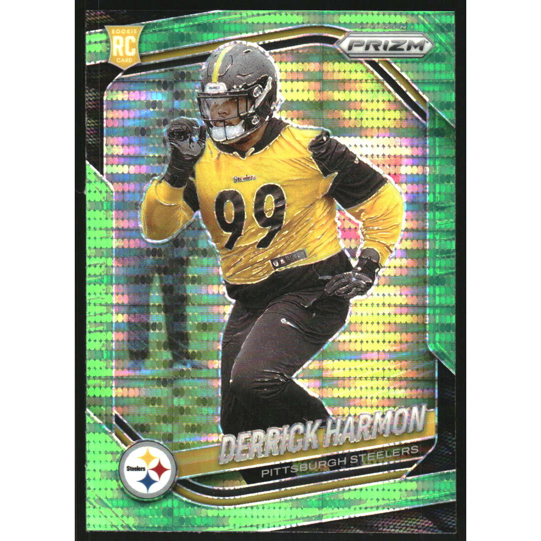 2025 Panini Prizm Prizms Neon Green Pulsar #368 Derrick Harmon