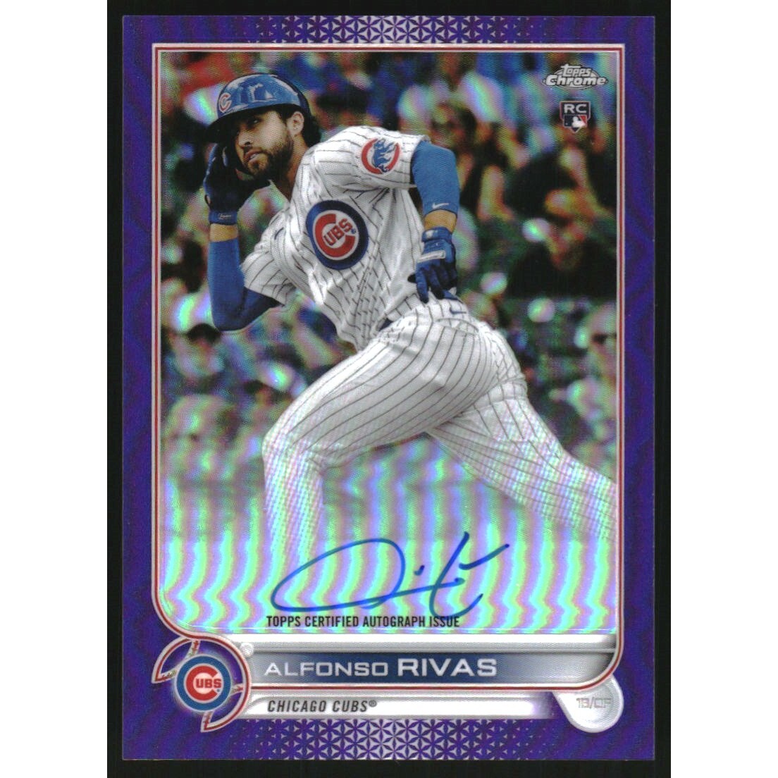 2022 Topps Chrome Rookie Autographs Purple Refractors #RAAR Alfonso Rivas. rookie card picture