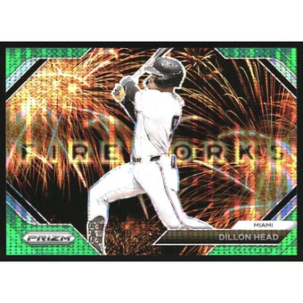 2024 Panini Prizm Fireworks Prizms Green Pulsar #22 Dillon Head