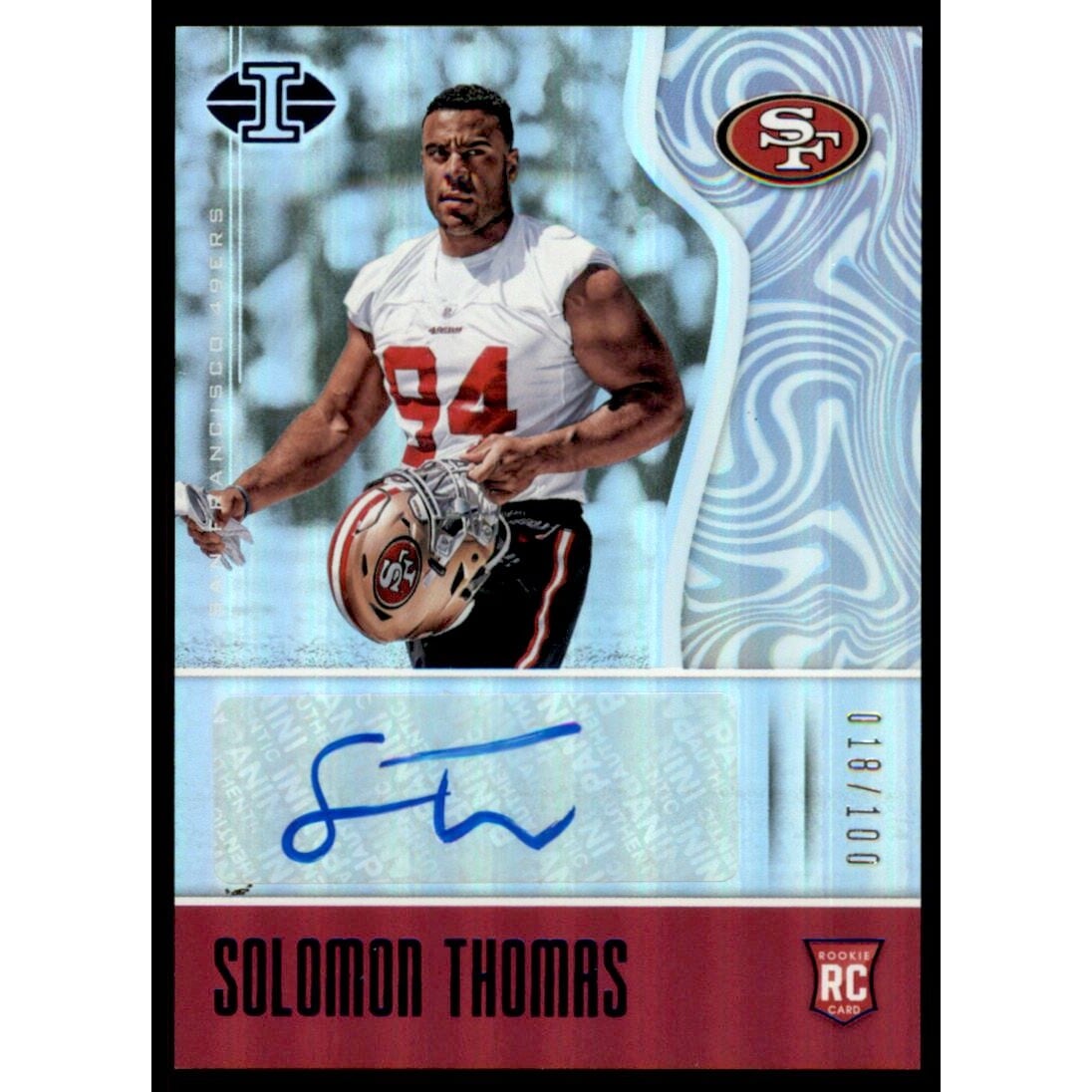 2017 Panini Illusions Blue #164 Solomon Thomas AU. rookie card picture