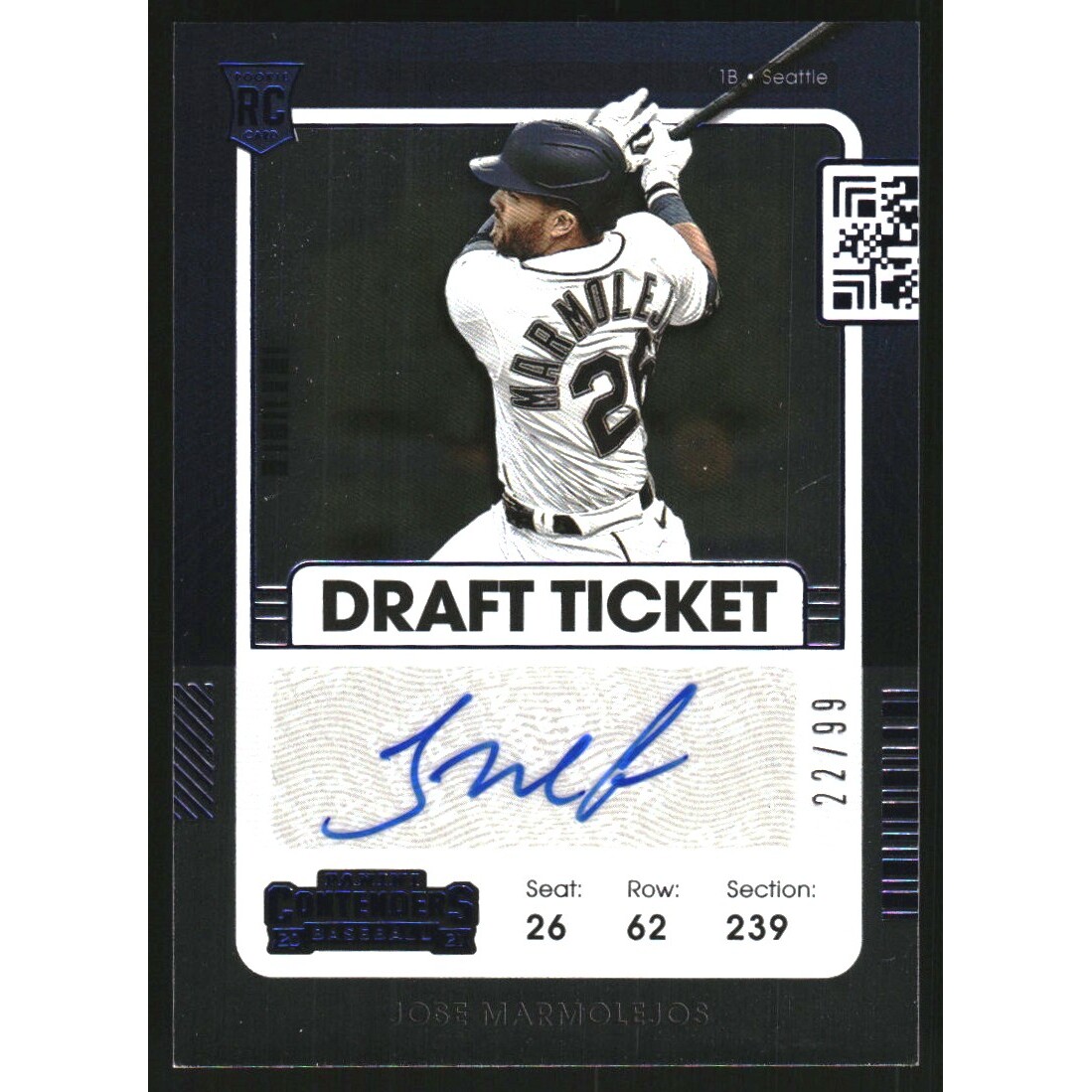 2021 Panini Contenders Draft Ticket Blue #197 Jose Marmolejos AU/99. rookie card picture