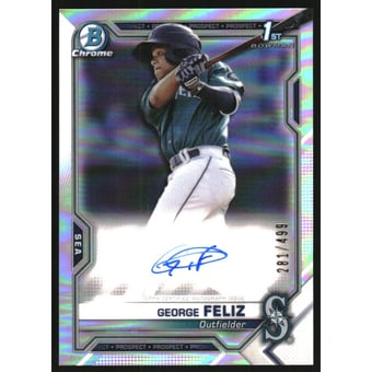 2021 Bowman Chrome Prospect Autographs Refractors #CPAGF George Feliz