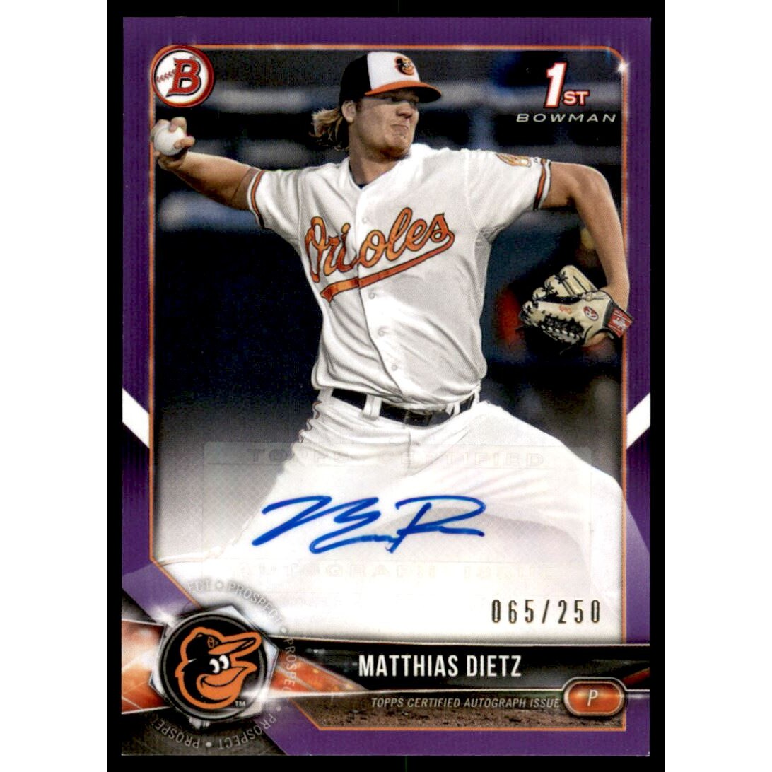 2018 Bowman Prospect Autographs Purple #PAMD Matthias Dietz