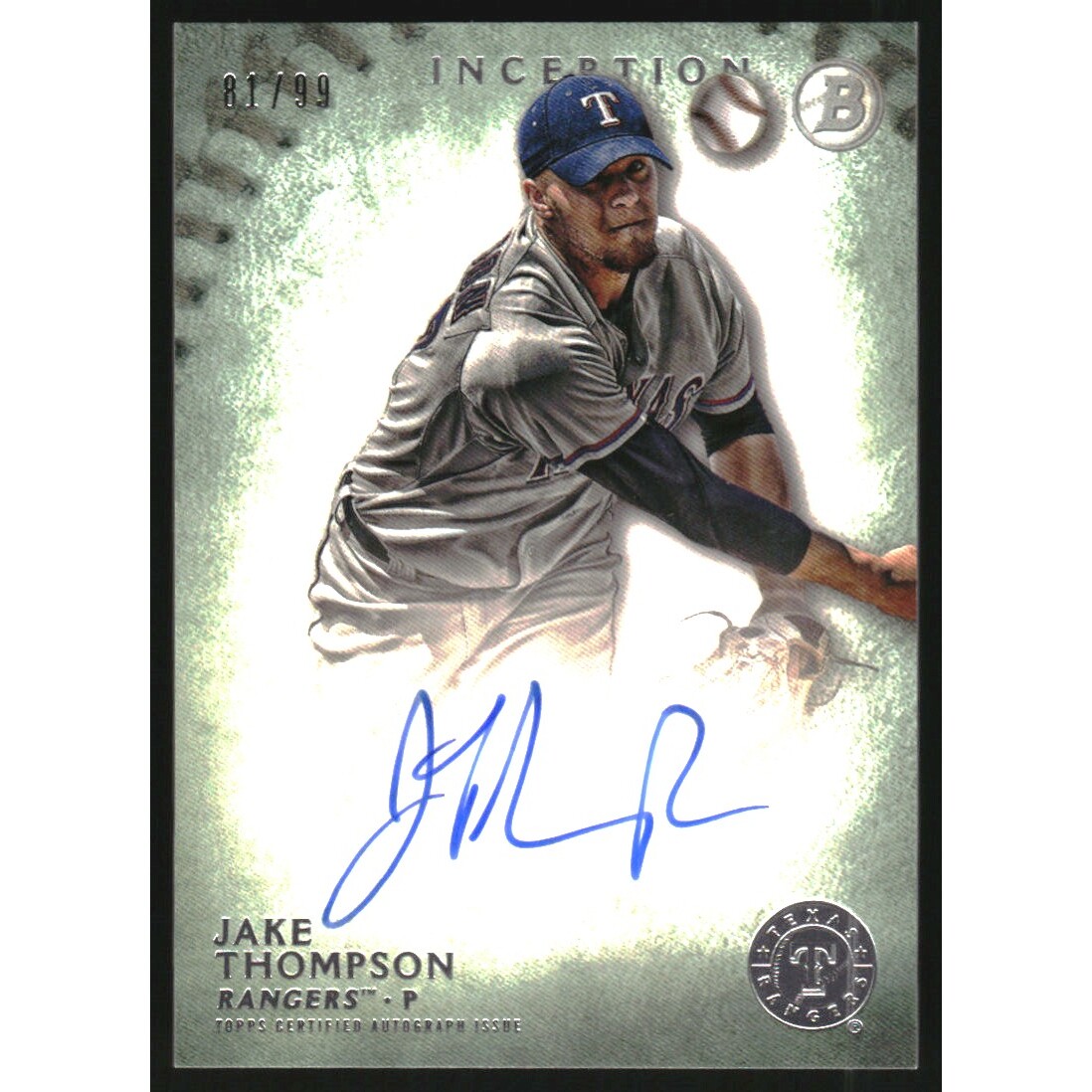 2015 Bowman Inception Prospect Autographs Green #PAJT Jake Thompson. rookie card picture