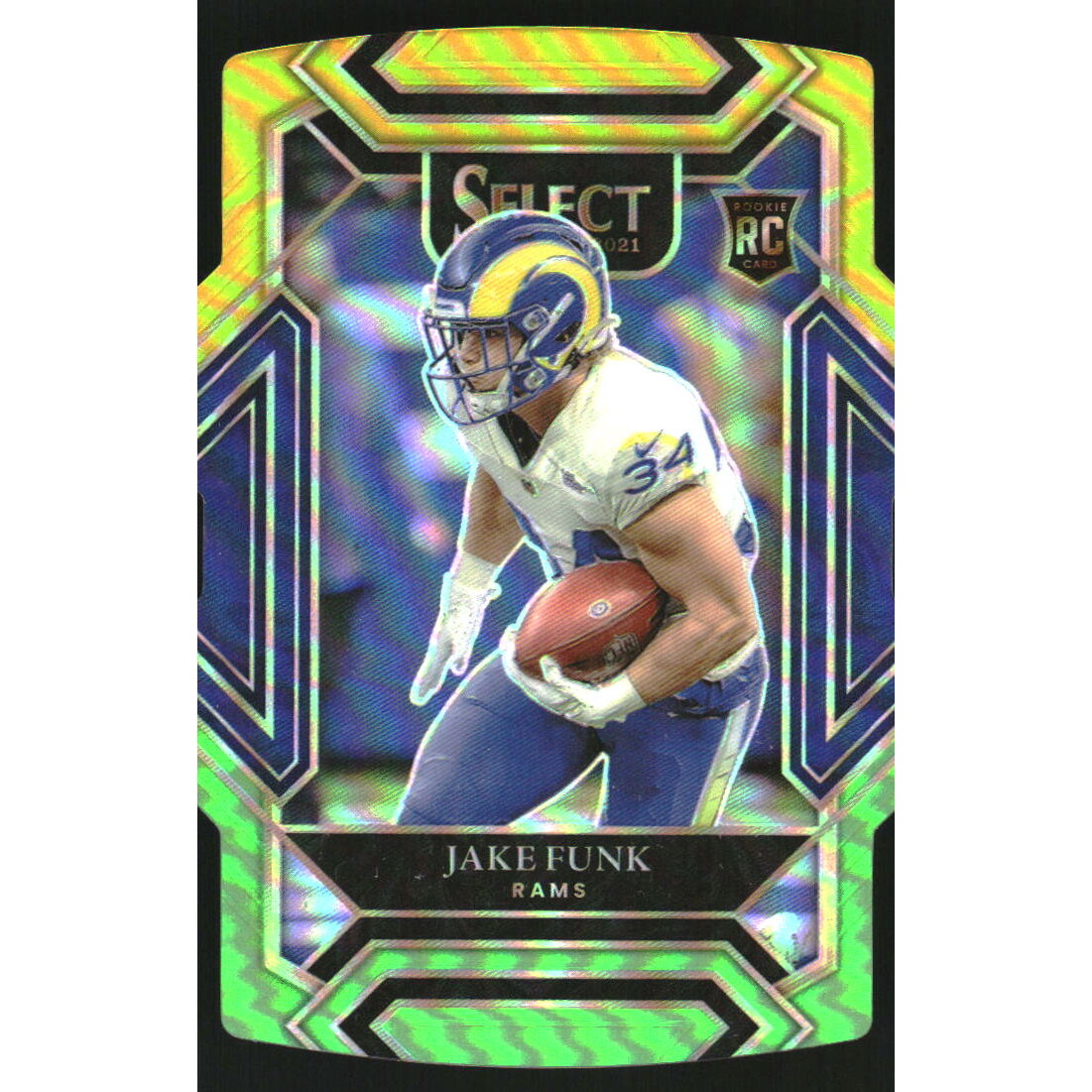 2021 Select Prizm Green and Yellow Die Cut #299 Jake Funk