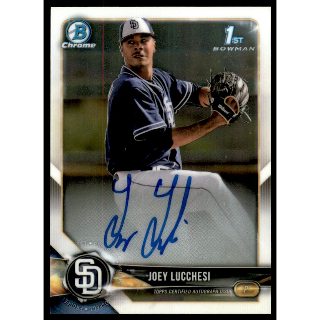 2018 Bowman Chrome Prospect Autographs #BCPAJL Joey Lucchesi. rookie card picture