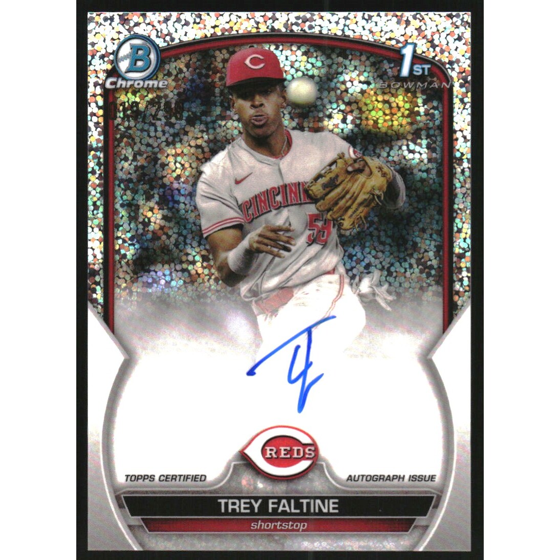 2023 Bowman Chrome Prospect Autographs Speckle Refractors #CPATF Trey Faltine