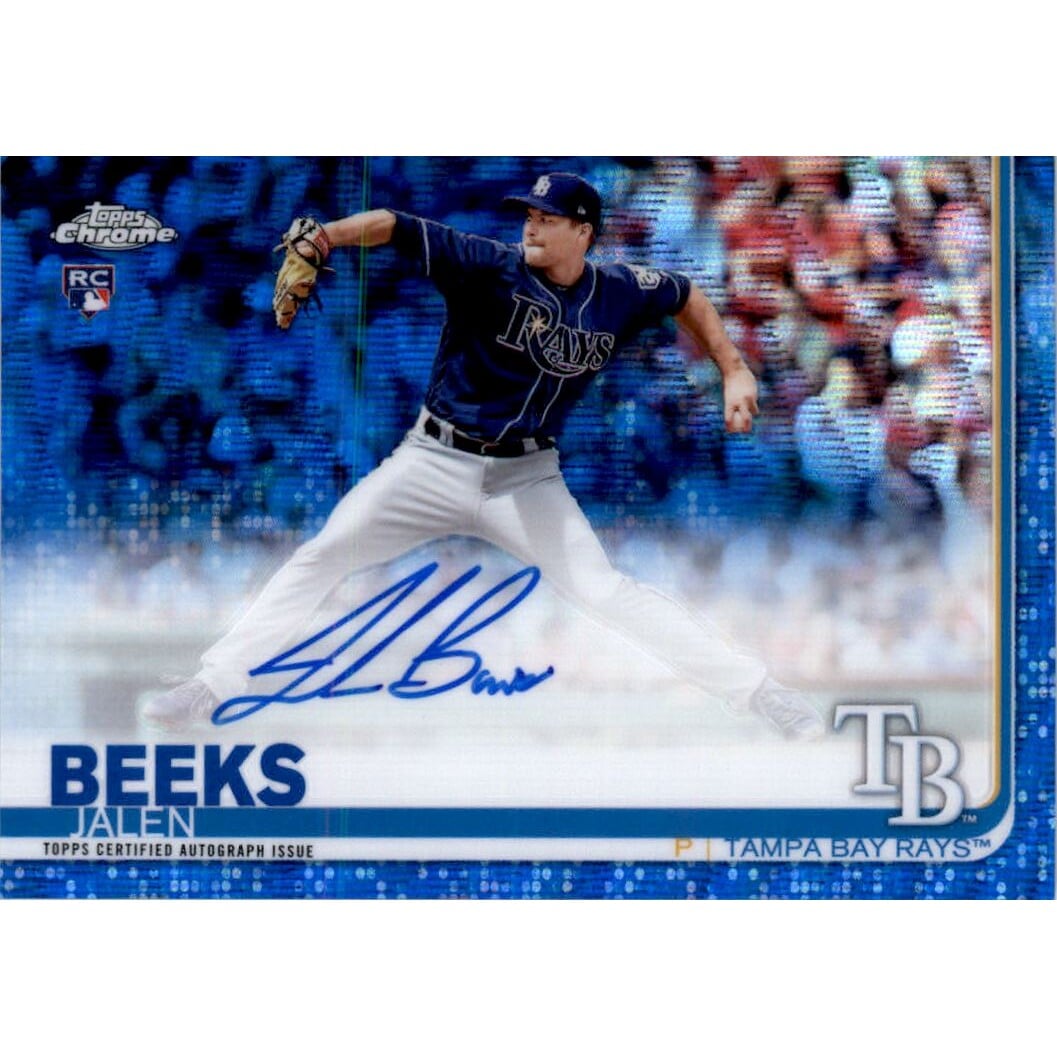 2019 Topps Chrome Rookie Autographs Blue Wave Refractors #RAJBE Jalen Beeks. rookie card picture