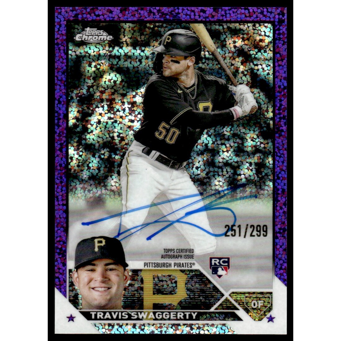 2023 Topps Chrome Rookie Autographs Purple Speckle Refractors #RATSW Travis Swaggerty