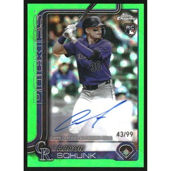 2025 Topps Chrome Logofractor Rookie Autographs Green Refractors #RAAS Aaron Schunk