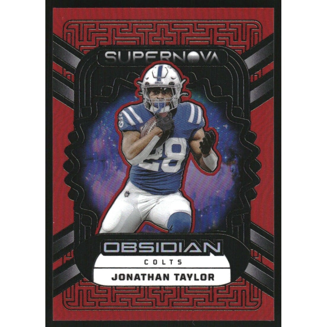 2023 Panini Obsidian Supernova Asia Electric Etch Red Flood #13 Jonathan Taylor. rookie card picture
