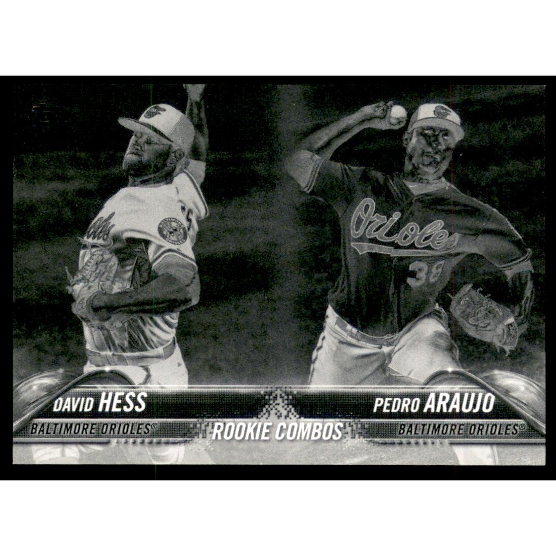 2018 Topps Update Black and White Negative #US29 David Hess/Pedro Araujo. rookie card picture