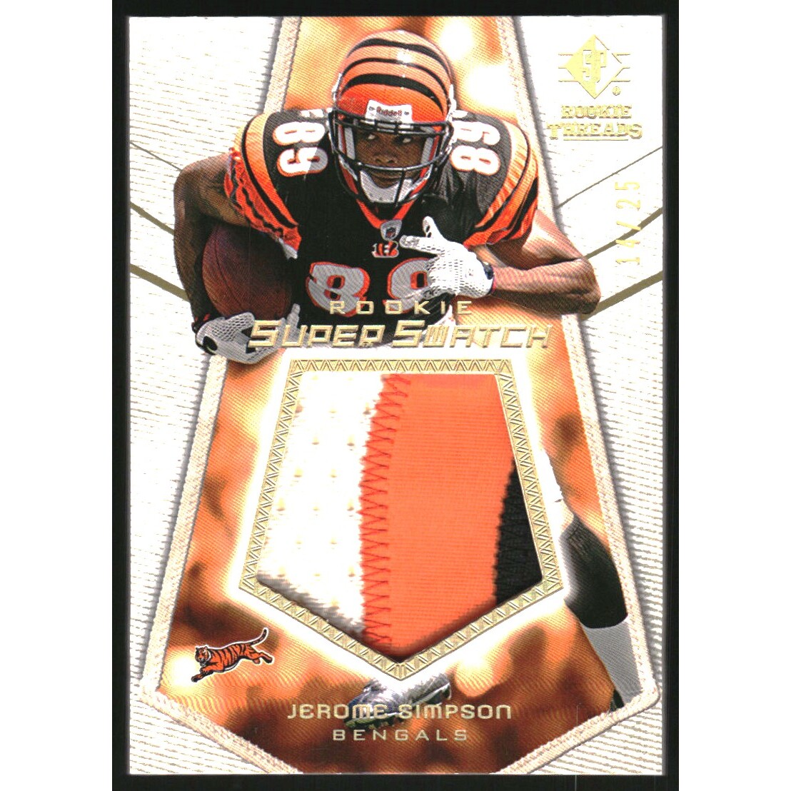 2008 SP Rookie Threads Rookie Super Swatch Gold Patch 25 #RSSSI Jerome Simpson