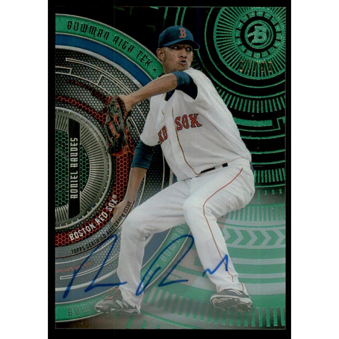 2017 Bowman High Tek Autographs Green Rainbow #BHTRR Roniel Raudes