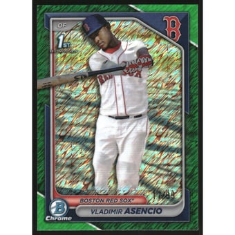 2024 Bowman Chrome Prospects Green Shimmer Refractors #BCP227 Vladimir Asencio