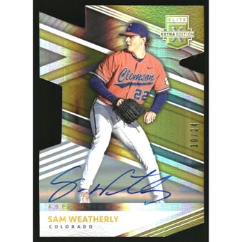 2020 Elite Extra Edition Signatures Aspirations Die Cut Gold #81 Sam Weatherly