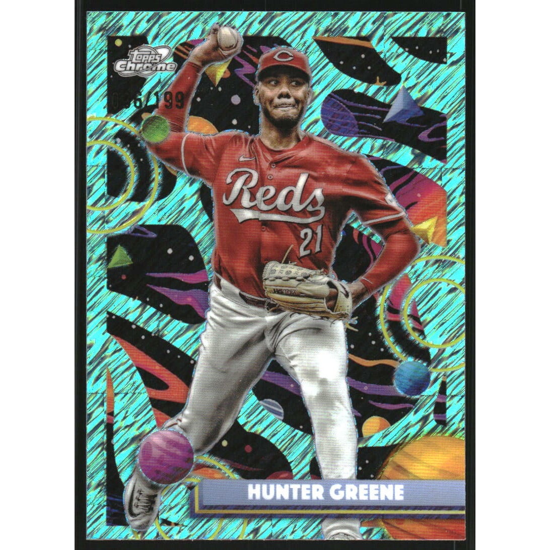 2025 Topps Cosmic Chrome Aqua Equinox Refractors #81 Hunter Greene. rookie card picture
