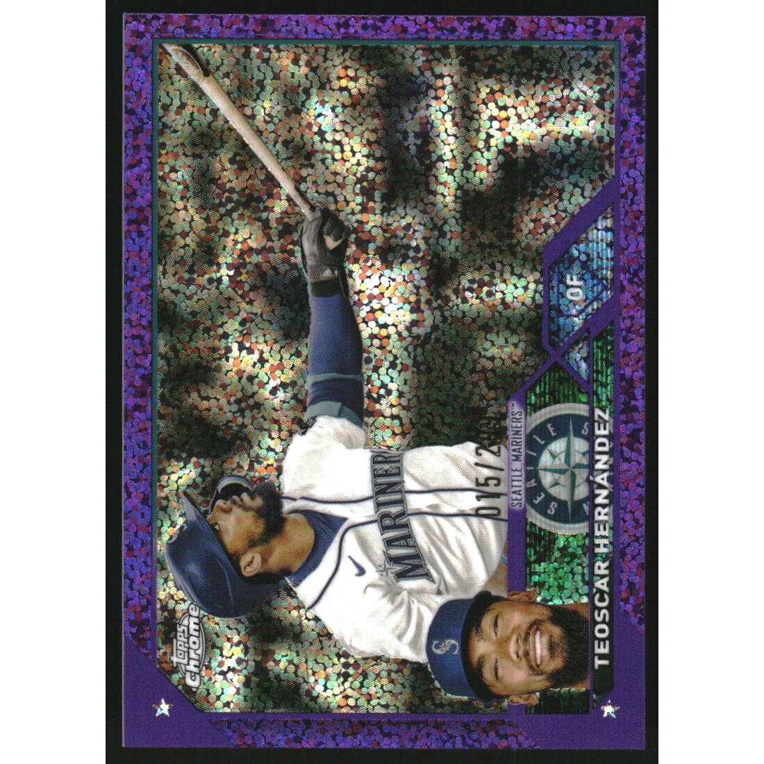 2023 Topps Chrome Purple Speckle Refractors #63 Teoscar Hernandez. rookie card picture