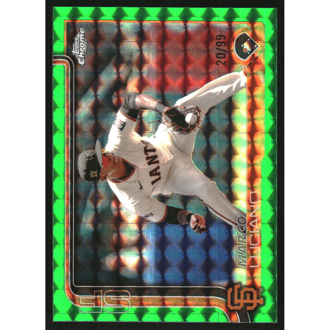 2025 Topps Chrome Green Geometric Refractors #191 Marco Luciano. rookie card picture