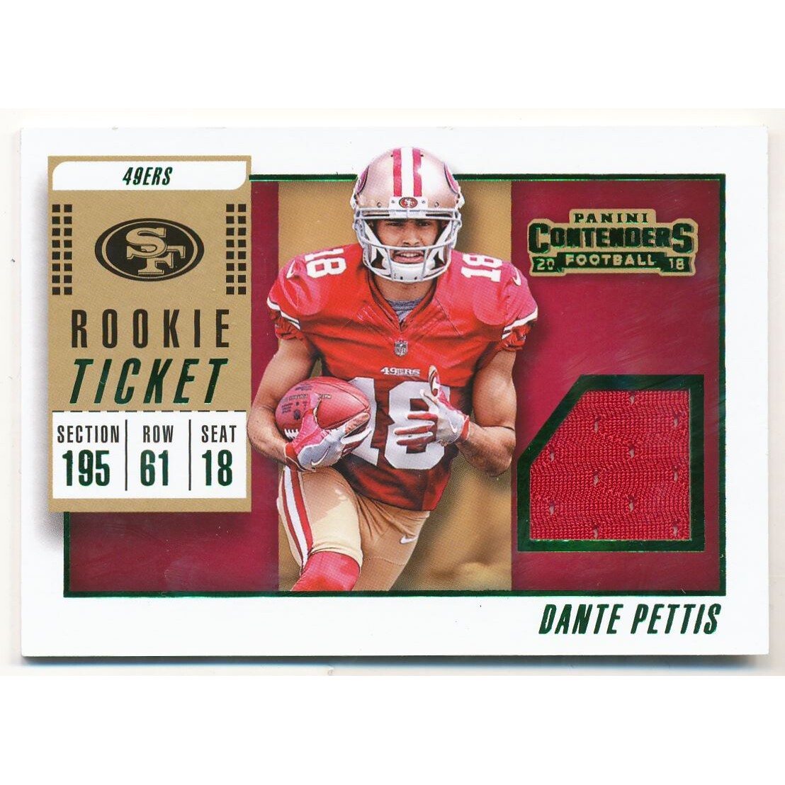 2018 Panini Contenders Rookie Ticket Swatches Variation #18 Dante Pettis