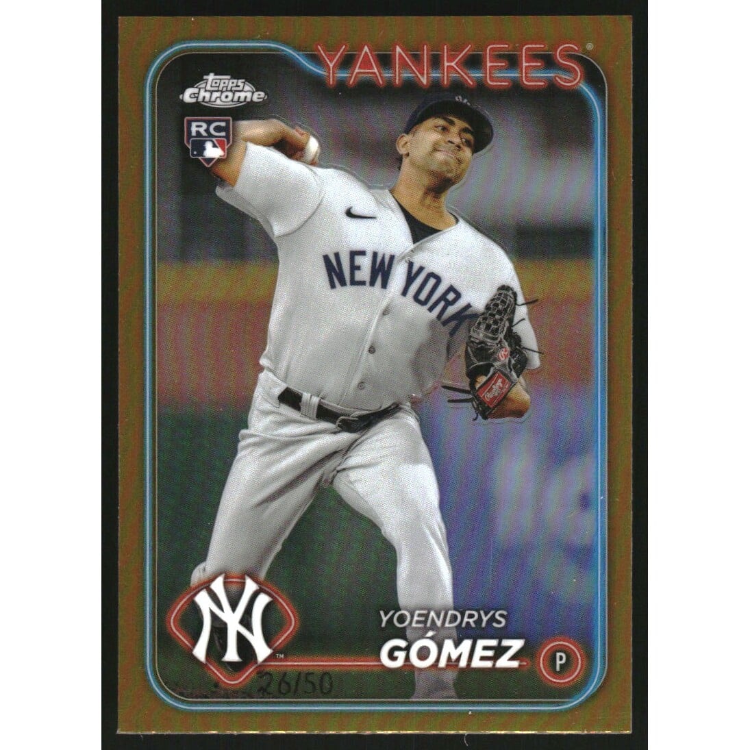 2024 Topps Chrome Gold Refractors #160 Yoendrys Gomez. rookie card picture