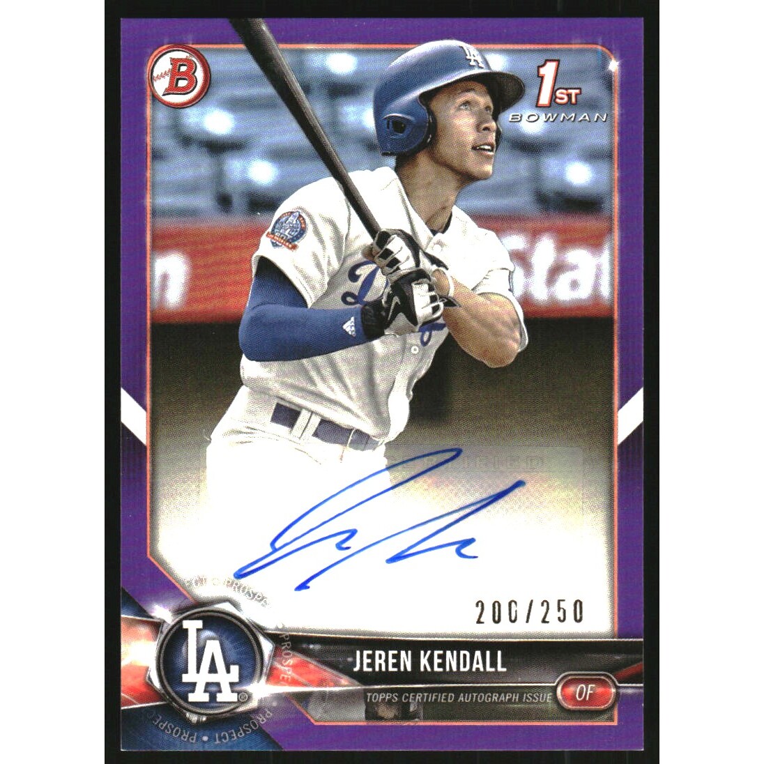2018 Bowman Prospect Autographs Purple #PAJK Jeren Kendall