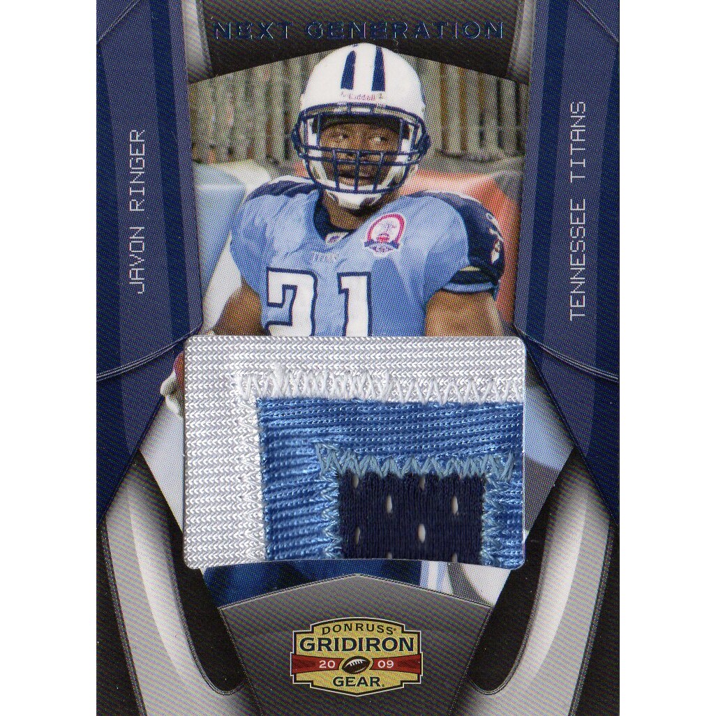 2009 Donruss Gridiron Gear Next Generation Jerseys Jumbo Swatch Prime #24 Javon Ringer. rookie card picture