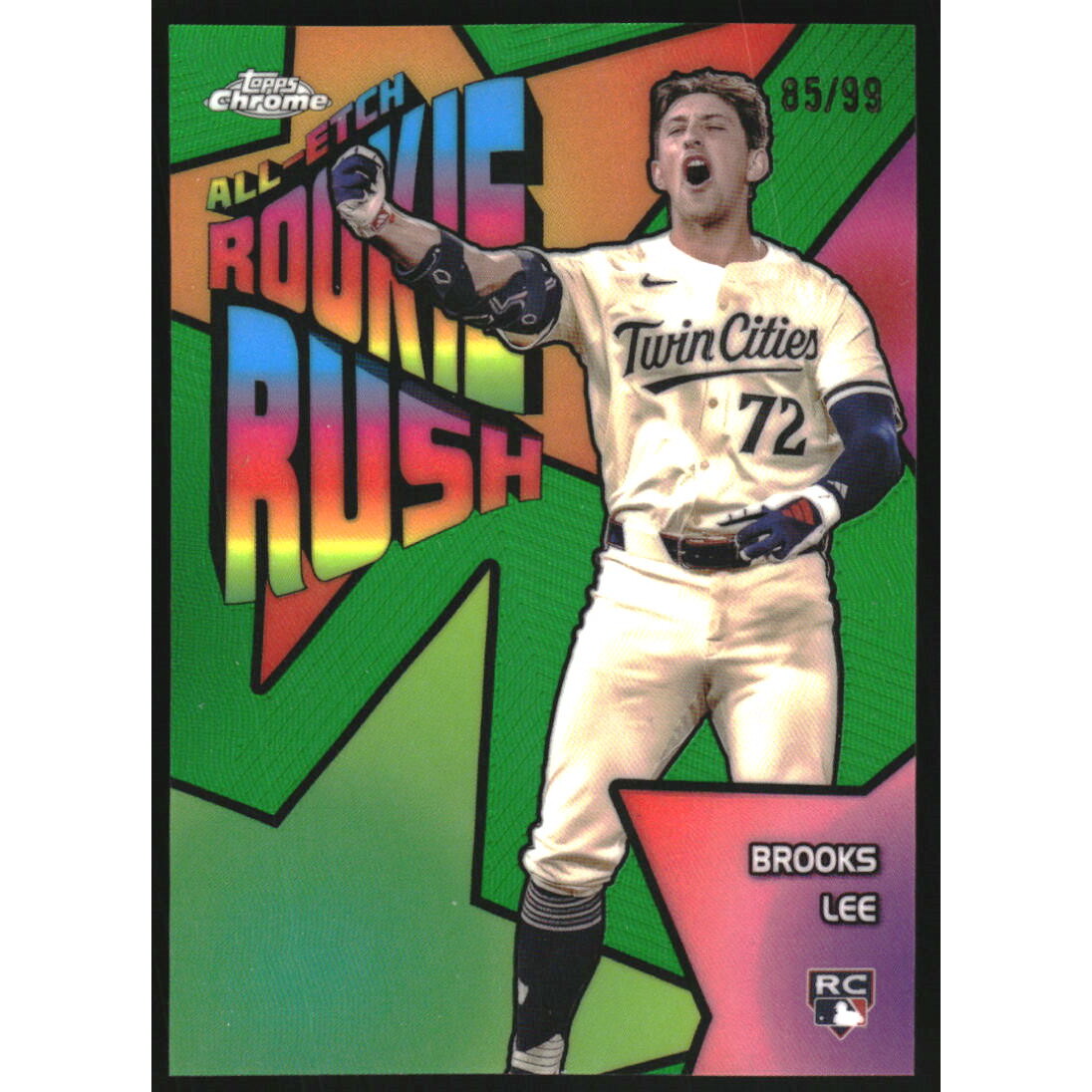 2025 Topps Chrome All Etch Rookie Rush Green Refractors #CERR1 Brooks Lee. rookie card picture