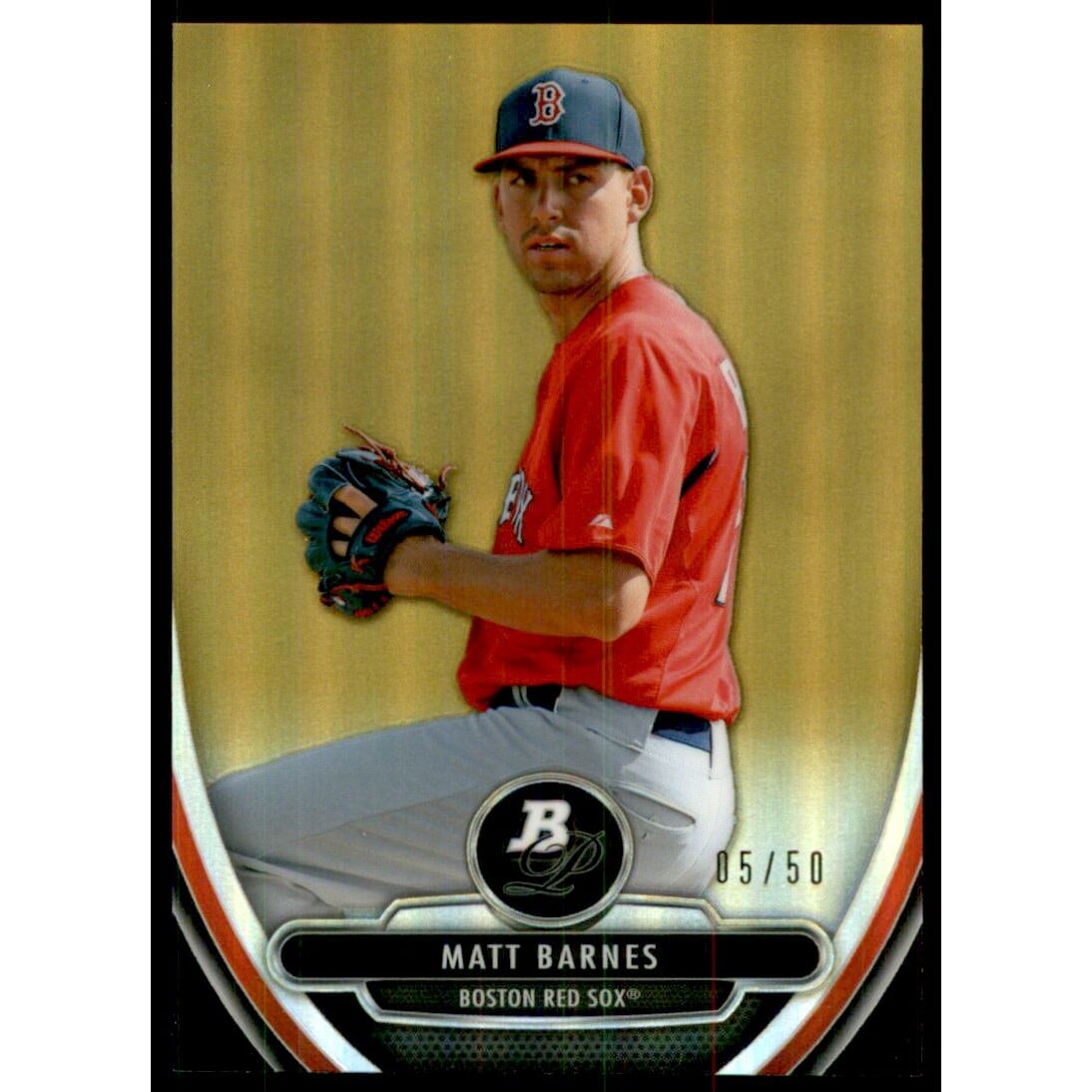 2013 Bowman Platinum Chrome Prospects Gold Refractors #BPCP29 Matt Barnes. rookie card picture