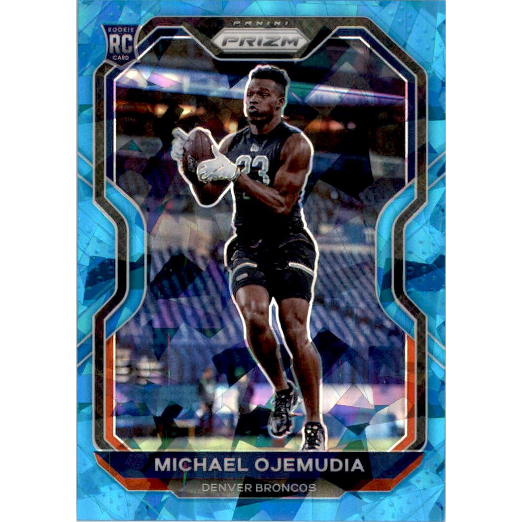 2020 Panini Prizm Prizms Blue Ice #317 Michael Ojemudia. rookie card picture