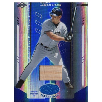 2004 Leaf Certified Materials Mirror Bat Blue #68 Geoff Jenkins/50