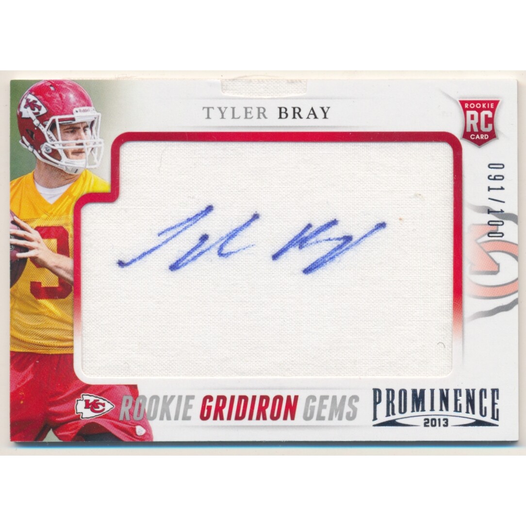 2013 Panini Prominence Rookie Gridiron Gems Autographs #193 Tyler Bray/100